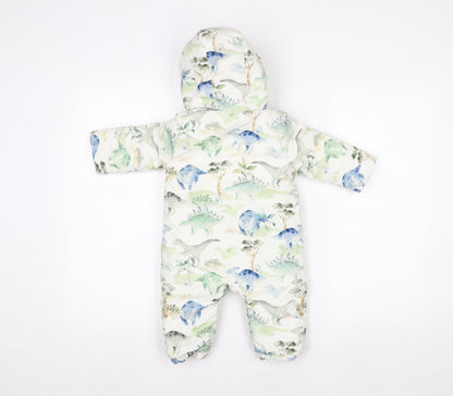 Tu Unisex Kids Multicoloured Dinosaur Print Hooded Snowsuit 6-9 Months