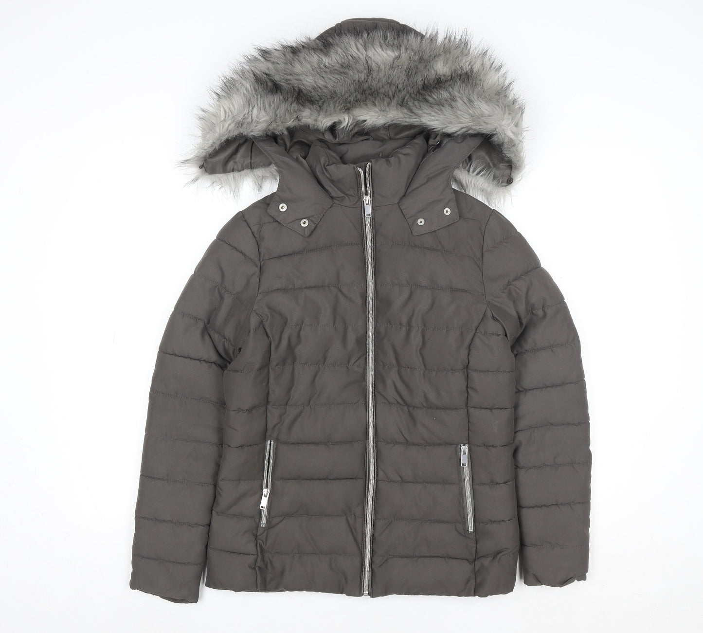 Womens UK Size 6 New Look Grey Puffer Jacket