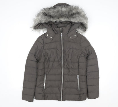 Womens UK Size 6 New Look Grey Puffer Jacket