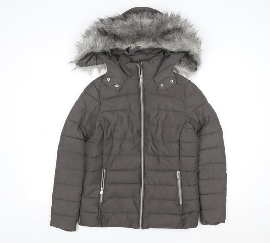 Womens UK Size 6 New Look Grey Puffer Jacket