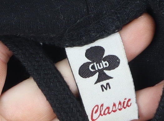 Mens UK Size M Club Classic Black Pullover Hoodie