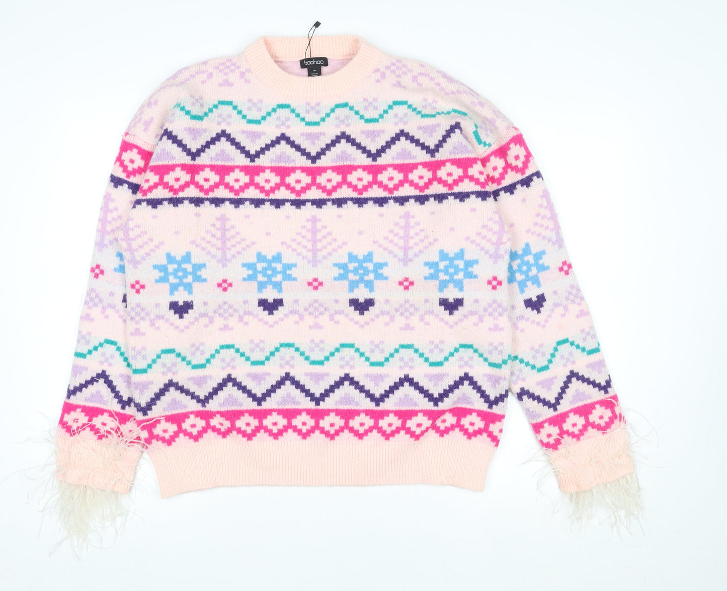 Womens UK Size M Boohoo Multicoloured Pullover Jumper