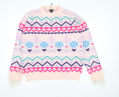 Womens UK Size M Boohoo Multicoloured Pullover Jumper
