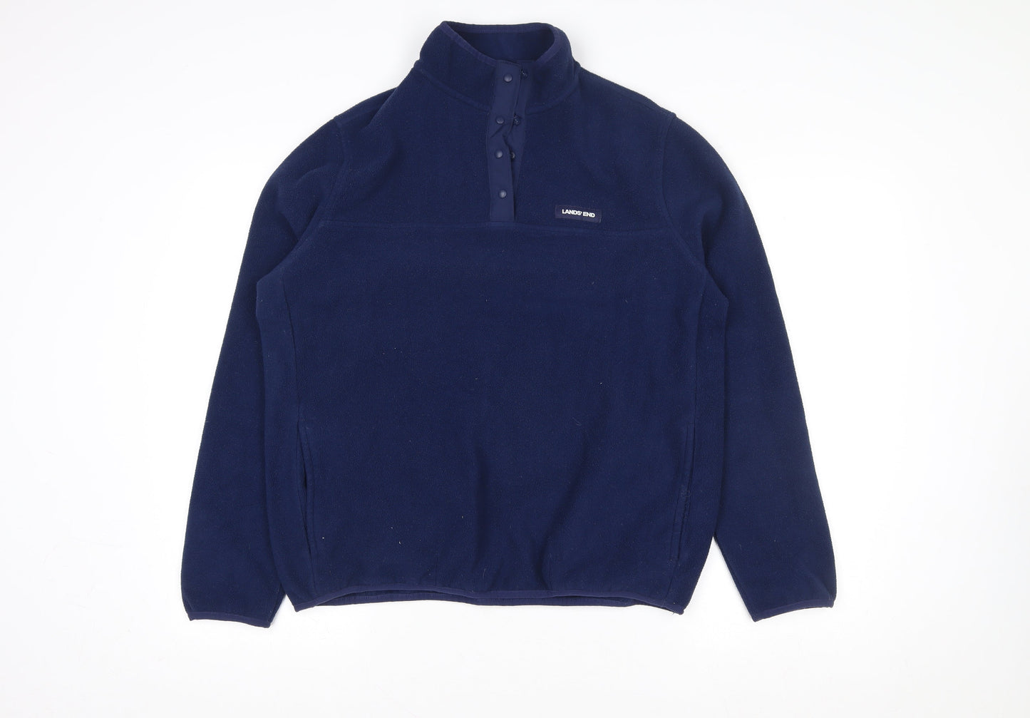 Mens UK Size M Lands' End Blue Henley Sweatshirt