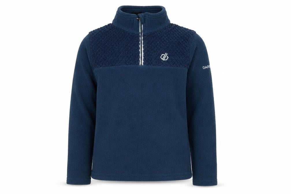 Front view of Dare 2b boys’ blue fleece 1/4 zip pullover sweatshirt 9-10 years