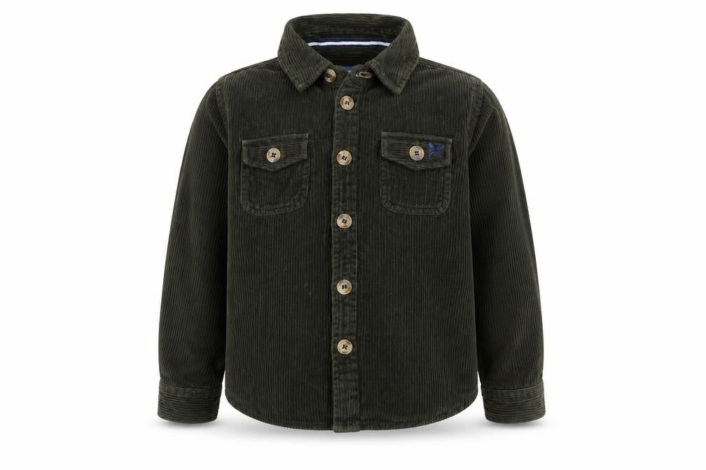 Front view of Crew Clothing Green Corduroy Shirt Jacket 7-8 Years Button Front