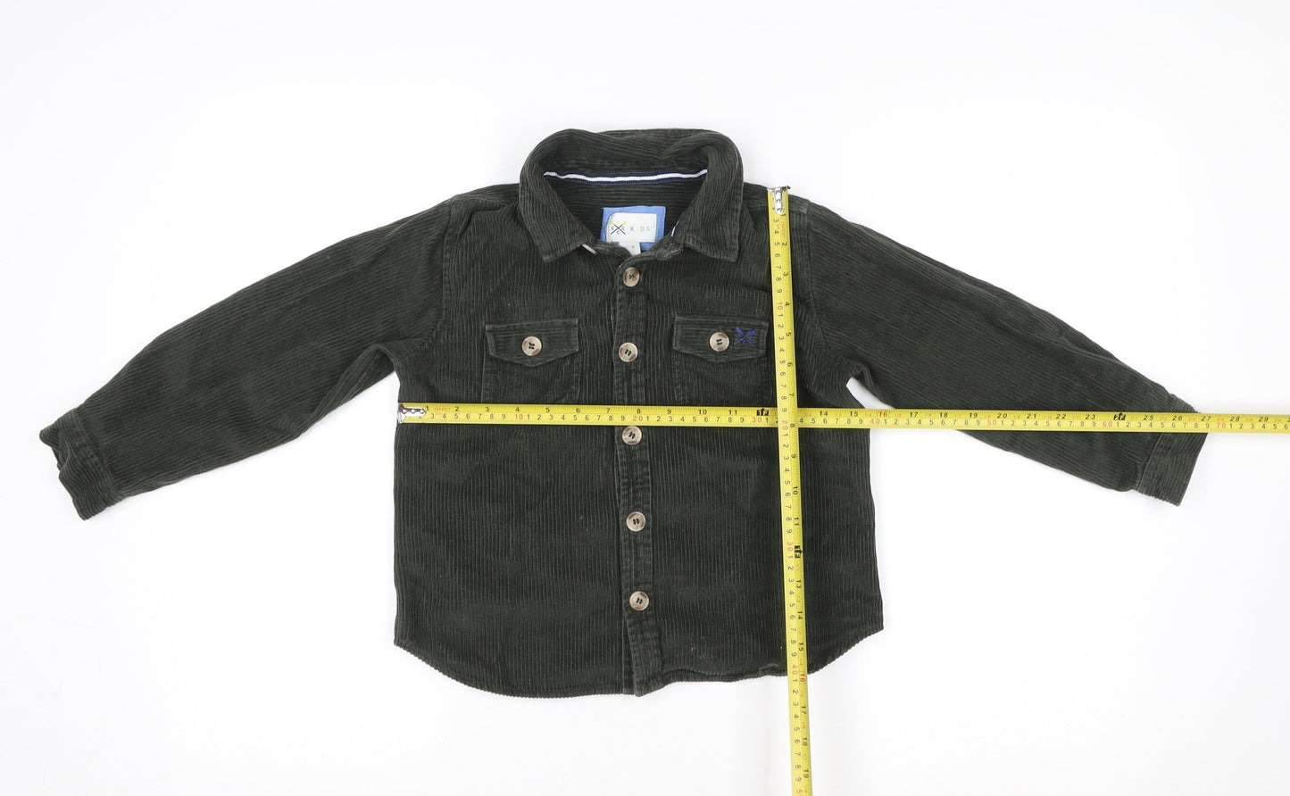 Boys UK Size 7-8 Years Crew Clothing Green Shirt Jacket