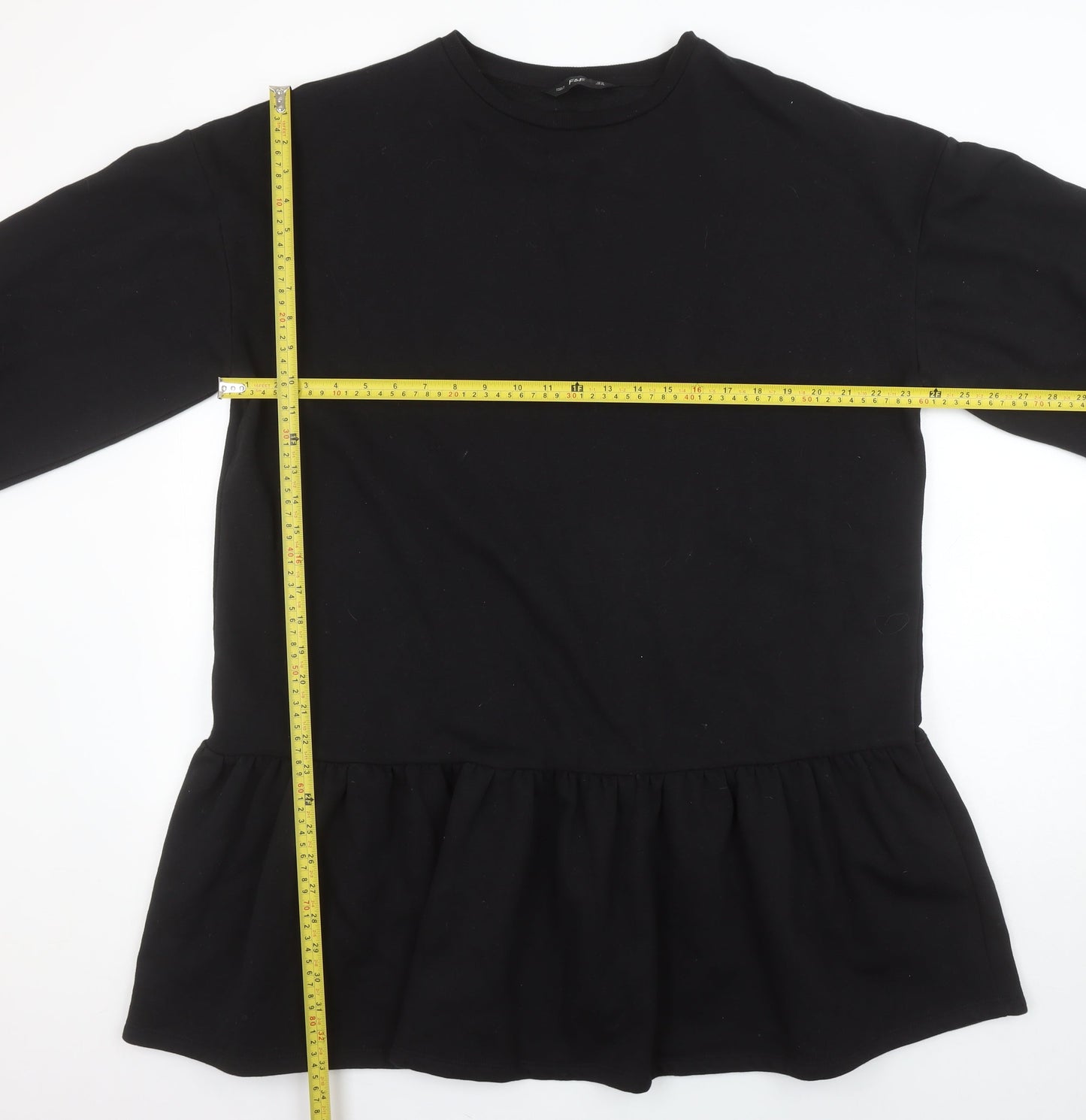 Womens UK Size 18 F&F Black Tunic Sweatshirt