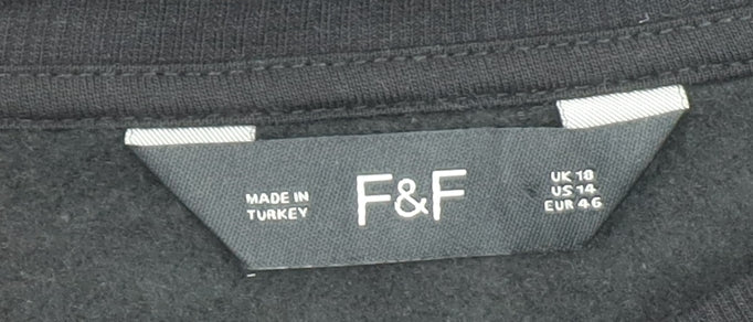 Womens UK Size 18 F&F Black Tunic Sweatshirt