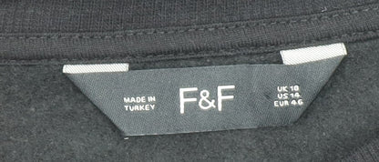 Womens UK Size 18 F&F Black Tunic Sweatshirt