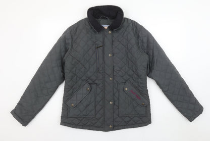 Womens UK Size XS Just Togs Grey Quilted Coat