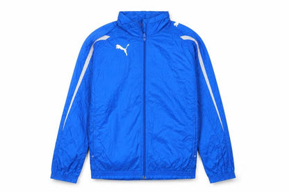 Front view of Puma boys’ blue track jacket, size 14, years lightweight full zip sports top