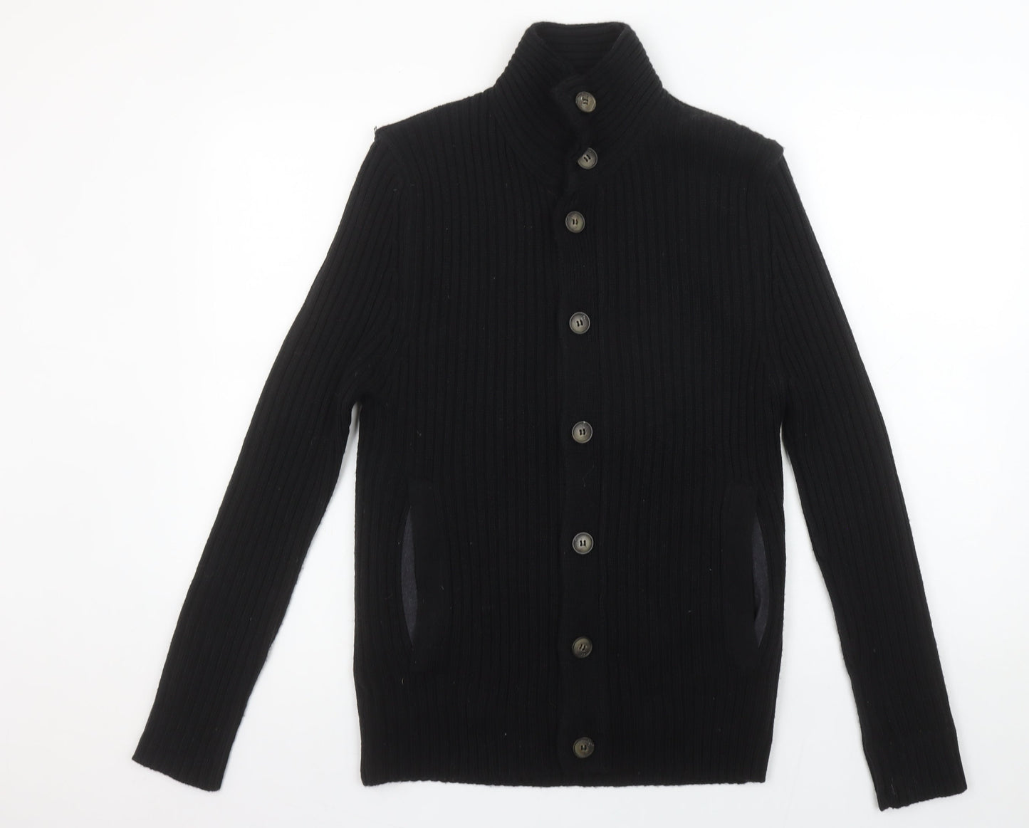 Mens UK Size S River Island Black Cardigan Jumper