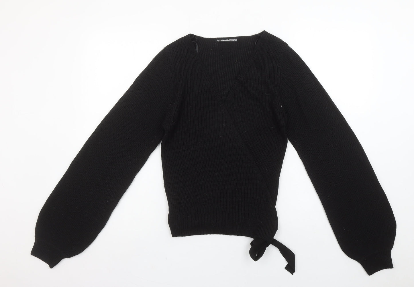 Womens UK Size 12 Threadbare Black Wrap Jumper