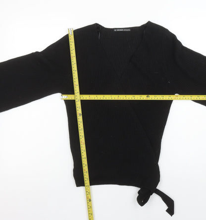 Womens UK Size 12 Threadbare Black Wrap Jumper