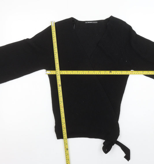 Womens UK Size 12 Threadbare Black Wrap Jumper
