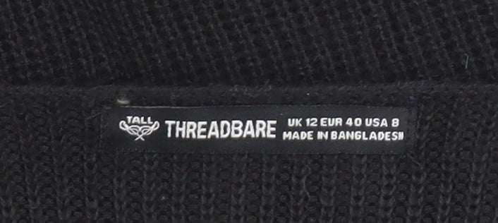 Womens UK Size 12 Threadbare Black Wrap Jumper