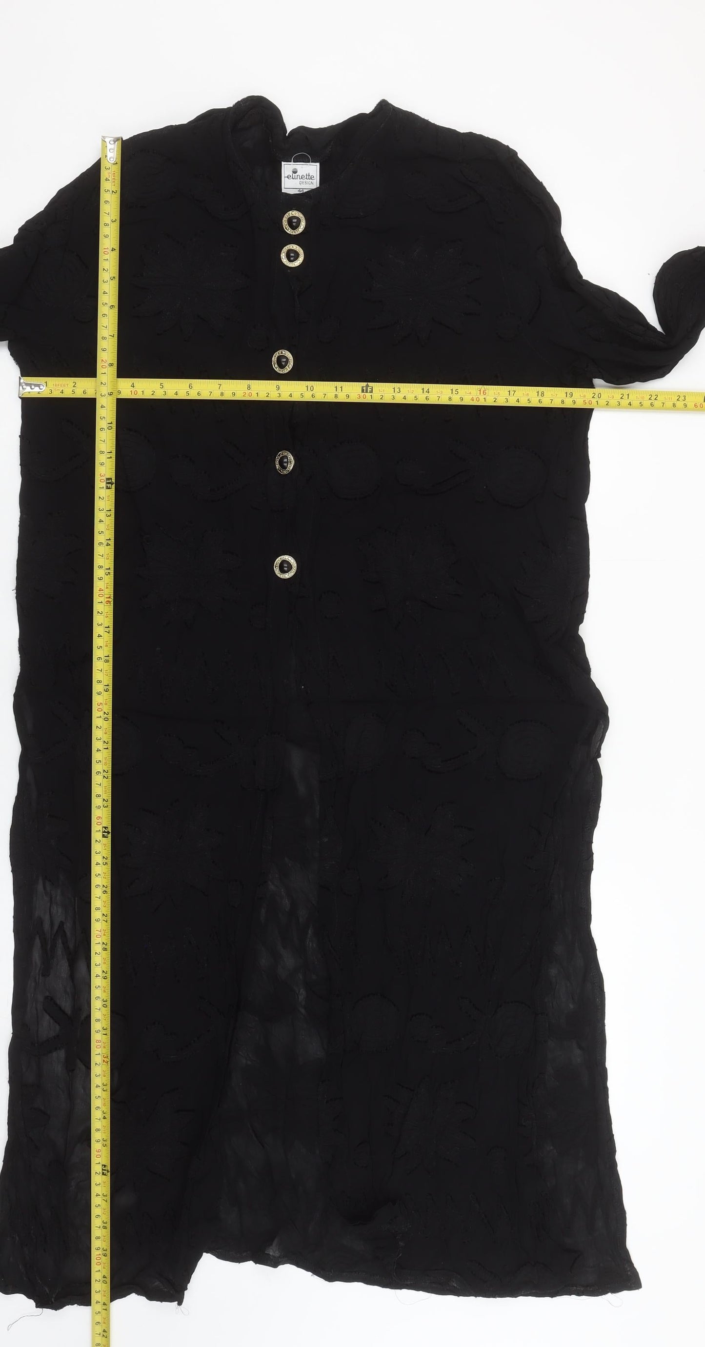 Womens UK Size 14 Elinette Design Black Tunic Blouse