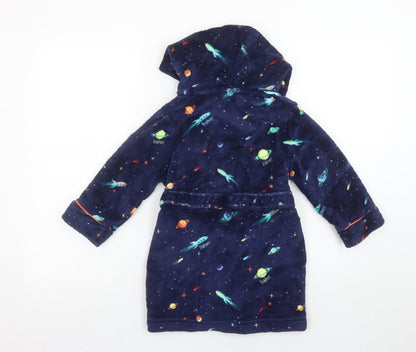 Ted Baker Boys Blue Space Fleece Hooded Robe Age 3-4 Years