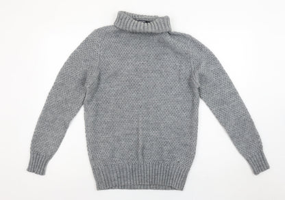 Springfield Women's Grey Roll Neck Knit Jumper Size 12