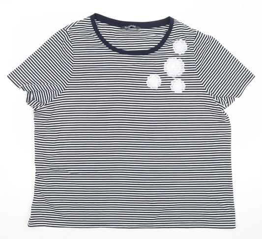 Womens UK Size 24 Bonmarché Blue Basic T-Shirt