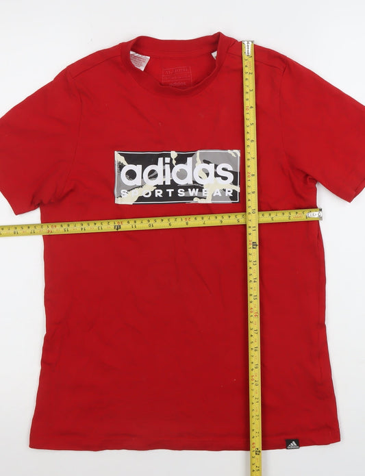 Boys UK Size 11-12 Years adidas Red Basic T-Shirt