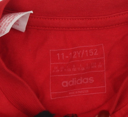 Boys UK Size 11-12 Years adidas Red Basic T-Shirt