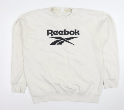 Mens UK Size L Reebok White Pullover Sweatshirt