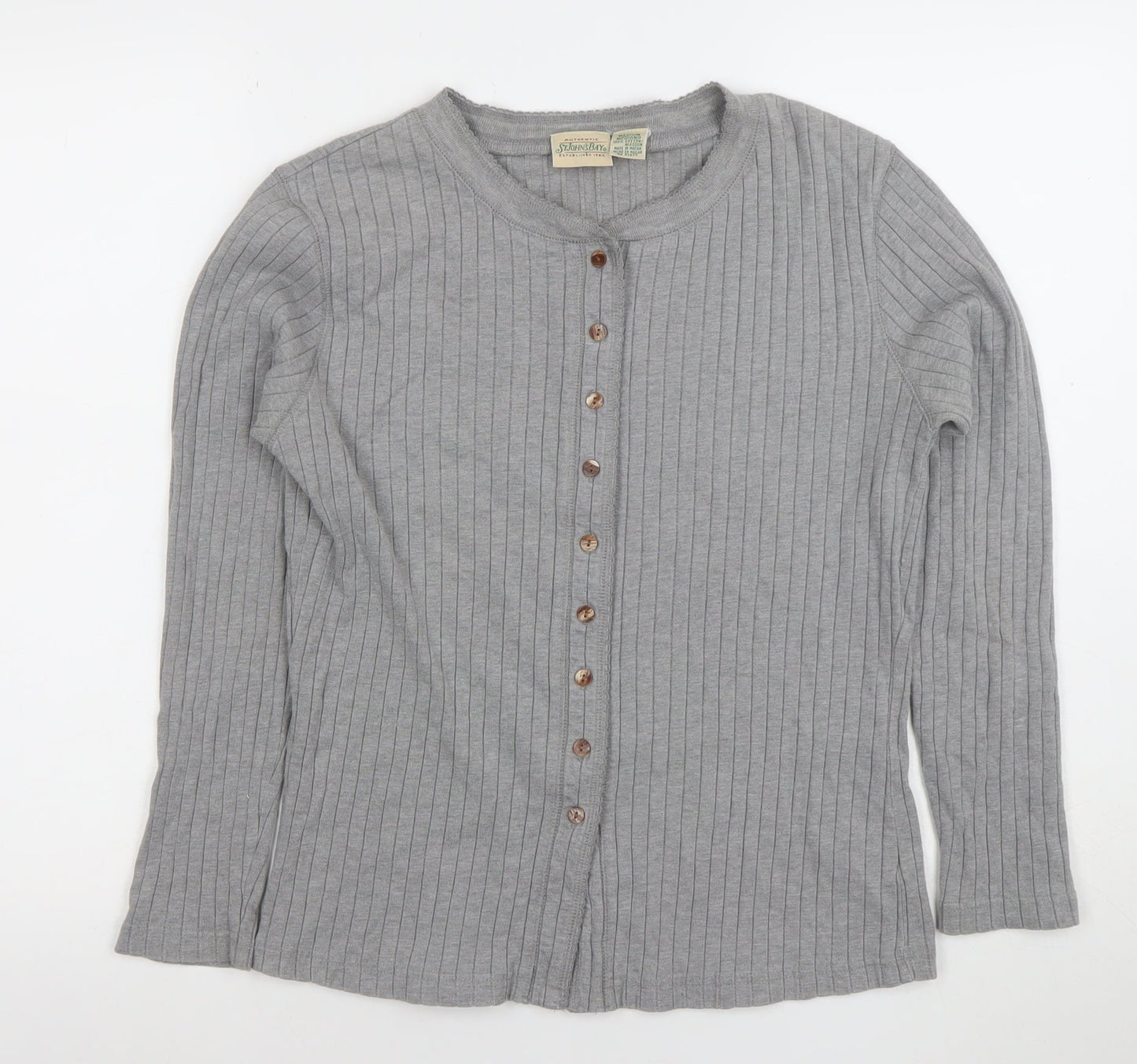 Womens UK Size M St. Johns Bay Grey Basic Button-Up