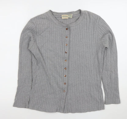 Womens UK Size M St. Johns Bay Grey Basic Button-Up