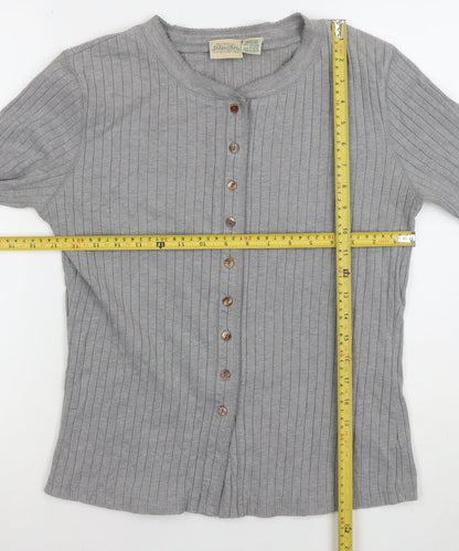 Womens UK Size M St. Johns Bay Grey Basic Button-Up