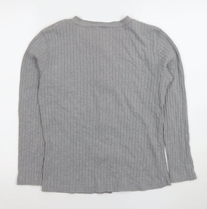 Womens UK Size M St. Johns Bay Grey Basic Button-Up