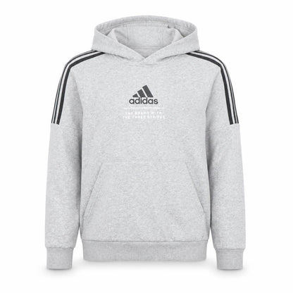 Front view of Adidas boys’ grey pullover hoodie 13-14 years sports fleece sweatshirt