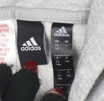 Boys UK Size 13-14 Years adidas Grey Pullover Hoodie