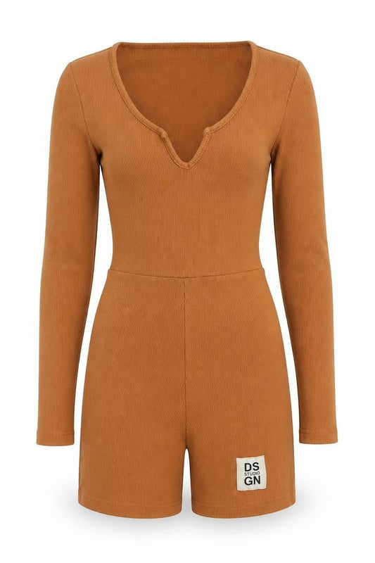 Womens UK Size 8 Boohoo One-Piece Brown Playsuit