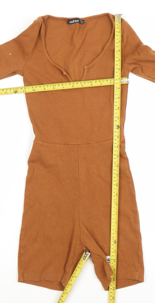 Womens UK Size 8 Boohoo One-Piece Brown Playsuit