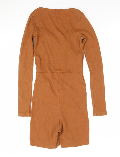 Womens UK Size 8 Boohoo One-Piece Brown Playsuit