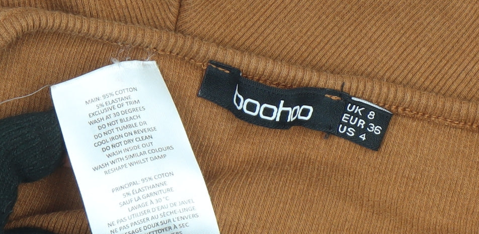 Womens UK Size 8 Boohoo One-Piece Brown Playsuit