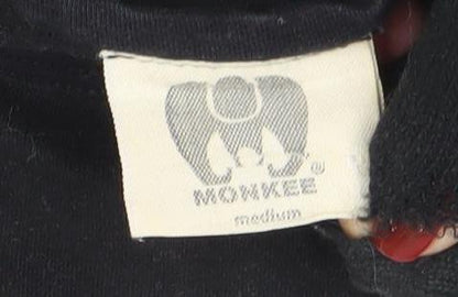 Monkee Men's Black Cotton Crew Neck Graphic T-Shirt Medium