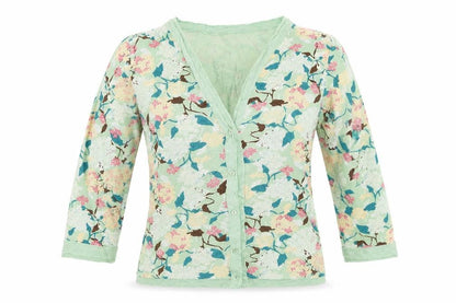 Womens UK Size S Amari Green Cardigan Jumper