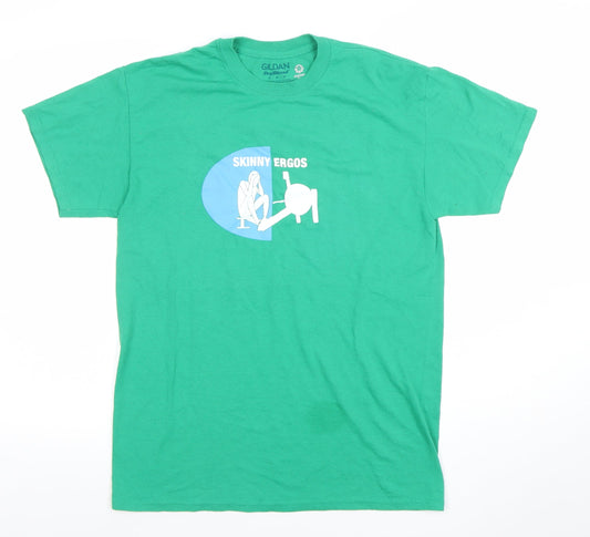Mens UK Size M Gildan Green  T-Shirt