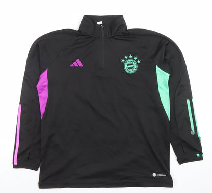 Adidas Boys Black 1/4 Zip FC Bayern Munich Football Top Size 18 Years