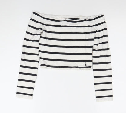Womens UK Size 8 Jack Wills White Cropped T-Shirt