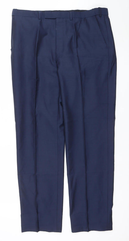 Mens UK Size M Marks and Spencer Classic Fit Dress Pants Blue Trousers