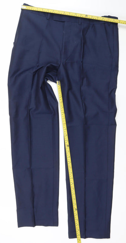 Mens UK Size M Marks and Spencer Classic Fit Dress Pants Blue Trousers