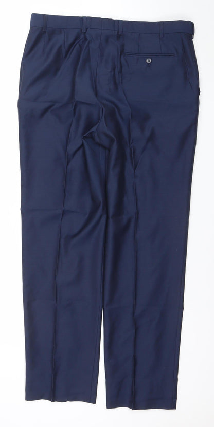 Mens UK Size M Marks and Spencer Classic Fit Dress Pants Blue Trousers