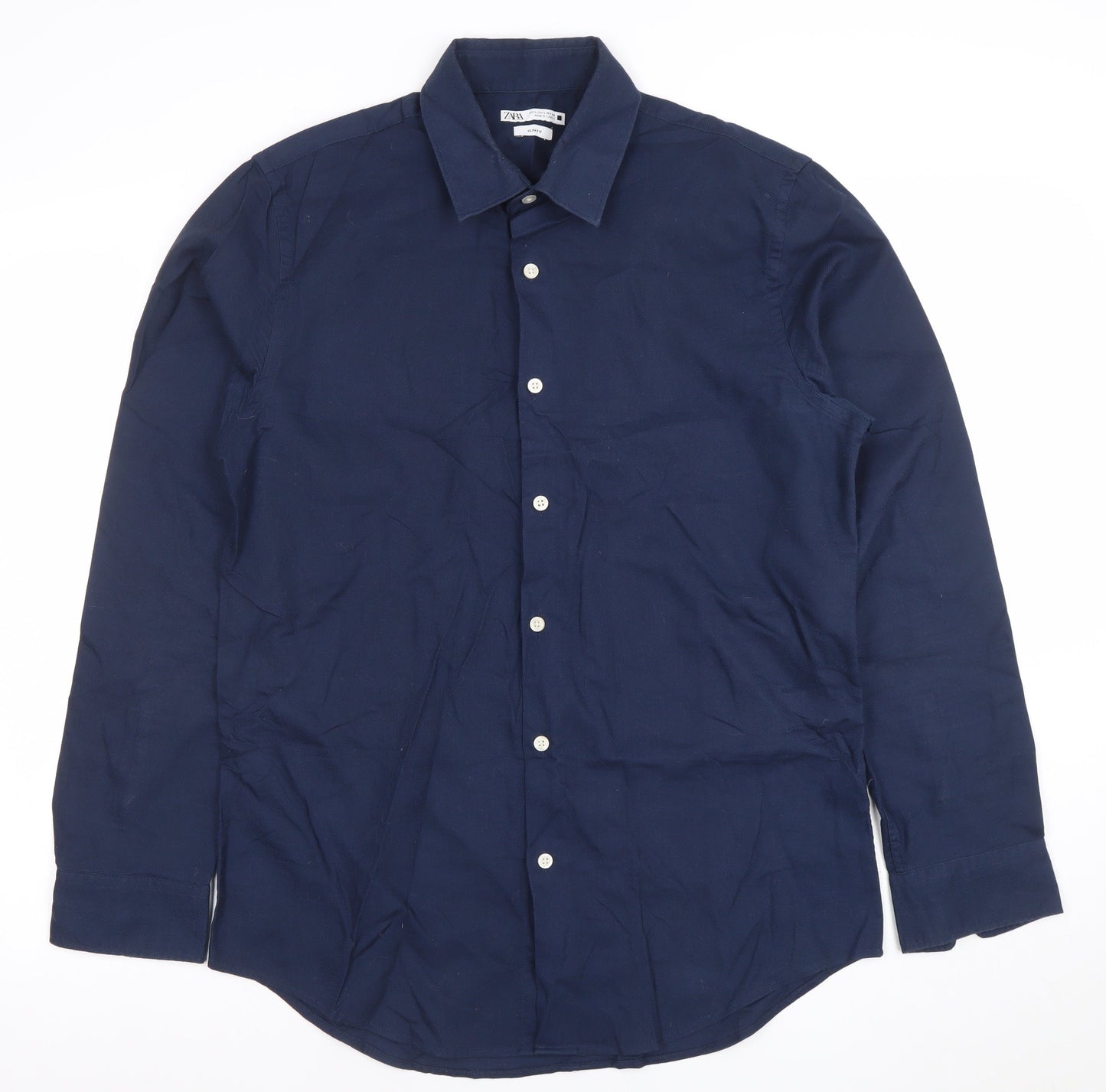 Mens UK Collar Size L Zara Smart Blue  Dress Shirt