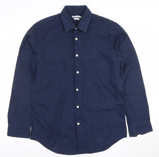 Mens UK Collar Size L Zara Smart Blue  Dress Shirt