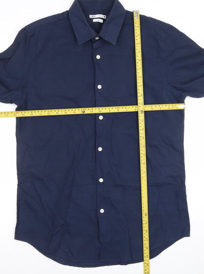 Mens UK Collar Size L Zara Smart Blue  Dress Shirt