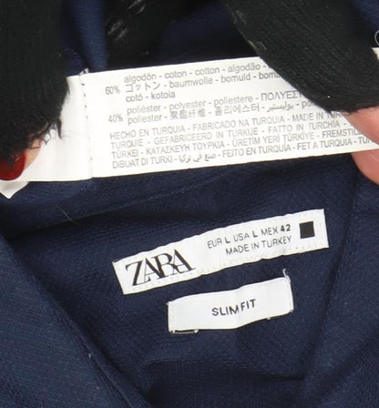 Mens UK Collar Size L Zara Smart Blue  Dress Shirt